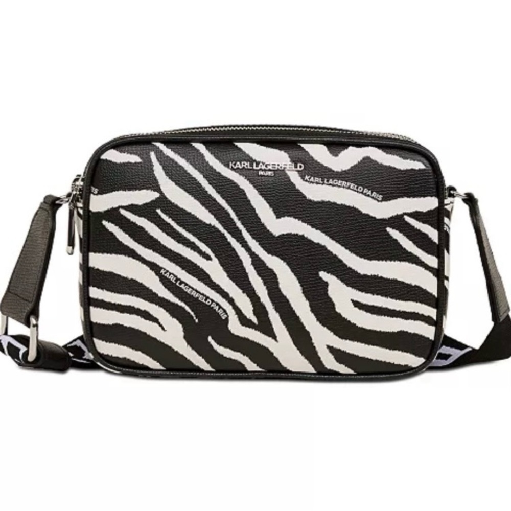 NWT Karl Lagerfeld Black and White Zebra Crossbody Bag